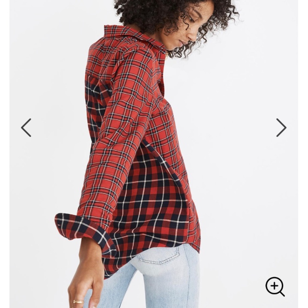 Madewell Classic Ex-boyfriend Shirt Plaid Patchwor - Picture 3 of 8